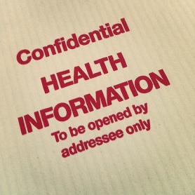 Stamped paper reads: confidential health information to be opened by addressee only