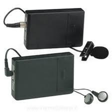 Picture of assistive listening devices, boxes that have small microphone